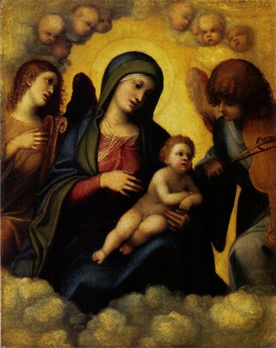 Madonna with Child and Two Angel Musicians by Antonio da Correggio